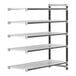 A white metal Camshelving unit with four vented shelves.