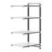 A white Camshelving Elements XTRA add-on unit with black trim on three shelves.