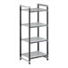 A metal Cambro Camshelving unit with four shelves.