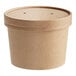 A round brown Choice paper food container with a vented paper lid.