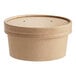 A round brown Choice paper food container with a vented paper lid.