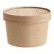 A round brown Choice paper food container with a vented paper lid.