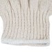 A pair of white knit fingerless gloves.