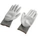 A pair of white Cordova Monarch engineered fiber gloves with gray polyurethane palms.
