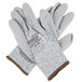 A pair of Cordova Valor gloves with gray polyurethane palms and white trim on a white background.