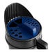 A blue and black Chapin handheld spreader with a blue lid.