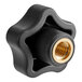 A black plastic Estella blade guard tie rod knob with a gold nut.