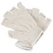 A pair of Cordova white polyester/cotton fingerless gloves.