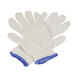 A pair of white Cordova medium weight jersey gloves with blue trim.