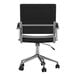 A Martha Stewart black faux leather office swivel chair with polished nickel wheels.