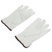 A pair of white leather Cordova driver's gloves.