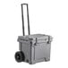 A grey CaterGator outdoor cooler with wheels and a handle.