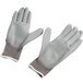 A pair of gray Cordova Cor-Touch Lite gloves with gray polyurethane palms and white trim.