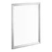 A white rectangular frame with silver trim holding clear panels.