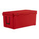 A red CaterGator outdoor cooler with a black handle.