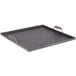 A square black steel griddle tray with handles.