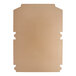 A brown cardboard bakery box with a white edge and a cut out edge.