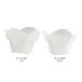 Two white Baker's Mark paper cupcake liners with measurements.