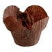 A Baker's Mark chocolate brown paper cupcake wrapper.