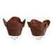 Two Baker's Mark chocolate brown paper cupcake liners.