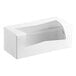 A white rectangular bakery box with a clear window on top, designed for packaging donuts or baked goods.