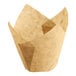 A Baker's Mark brown paper tulip cupcake wrapper.