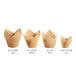 A group of Baker's Mark unbleached natural kraft mini tulip baking cups.