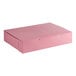 A Baker's Mark pink half sheet cake box with a lid.