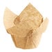 A close-up of a Baker's Mark brown paper muffin wrapper.