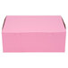 A pink rectangular Baker's Mark cake box with a white border.