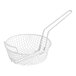 A white wire breading basket with a helper handle.