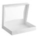 A white auto-popup bakery box with a clear window on the lid, designed for packaging donuts or baked goods.