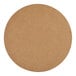 A round, brown, grease-resistant corrugated cake circle.