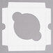 A white square Baker's Mark box with a grey circle cut out.