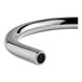 A close-up of a silver curved Delta Faucet gooseneck spout.