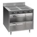 A Spring USA stainless steel slide-in induction cooking cabinet with 4 ranges.