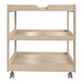 A Flash Furniture wooden 3-shelf storage cart on wheels.