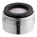 A round silver Waterloo aerator with a black ring on the bottom.