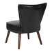 A Flash Furniture black leather chair with mahogany wooden legs.