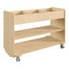 A Flash Furniture wooden mobile storage cart with shelves on wheels.