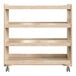 A Flash Furniture wooden mobile storage cart with 4 shelves on wheels.
