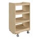 A Flash Furniture wooden 4-shelf storage cart on wheels.