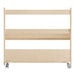 A Flash Furniture wooden 3-shelf mobile storage cart with angled shelves on wheels.