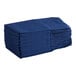 A stack of Hoffmaster navy blue paper napkins.