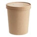 A brown Choice paper food container with a vented lid.