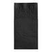 A black Hoffmaster Quickset paper napkin with a white border.
