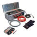 A General Pipe Cleaners Mini-Jet electric water jetter tool kit in a tool box with gloves and wires.