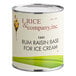 A white #10 can of I. Rice Rum Raisin hard serve ice cream base.