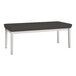 A black Lesro Lenox steel bench with white legs.