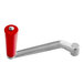 A red handle with a silver knob for a Tre Spade F20 Series meat grinder.